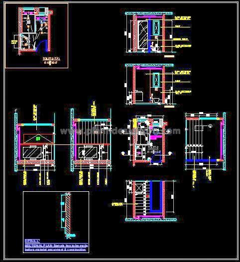 Modern Bathroom CAD Design- Washbasin, WC & Shower Cubicle